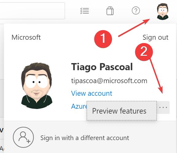 Preview feature in the user profile (preview)