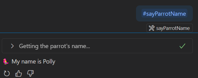 invoking sayparrotname tool in chat
