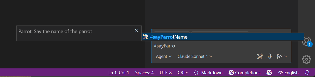 sayParrotName being referenced in the chat