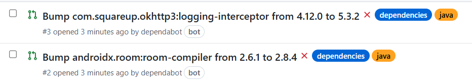 Dependabot created PRs